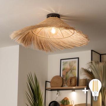 Brilagi - Plafonnier LED CERIA BOHO 1xE27/40W/230V diam. 100 cm en rotin