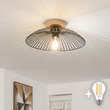 Brilagi - Plafonnier LED CERIA WIRE 1xE27/40W/230V Ø 26 cm noir/chêne