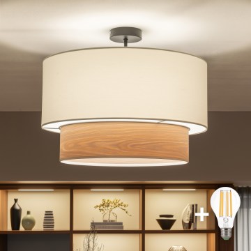 Brilagi - Plafonnier LED de surface CERIA 1xE27/60W/230V, Ø 50 cm, noir/blanc/beige