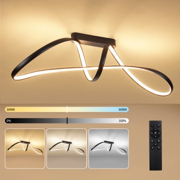 Brilagi - Plafonnier LED dimmable à montage en surface TWISTER LED/60W/230V 3000-6000K noir + télécommande