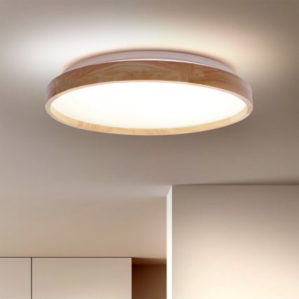 Brilagi - Plafonnier LED dimmable ALSON LED/48W/230V 3000-6500K chêne Ø 39,5 cm + télécommande