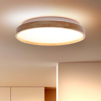 Brilagi - Plafonnier LED dimmable ALSON LED/48W/230V 3000-6500K chêne Ø 39,5 cm + télécommande