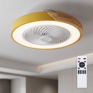 Brilagi - Plafonnier LED dimmable avec ventilateur LED/38W/230V 3000-6500K 3000-6500K Ø 50 cm doré/chêne + télécommande