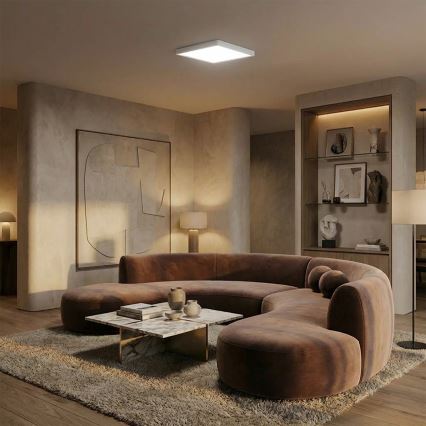 Brilagi - Plafonnier LED dimmable ESTELA SQUARE LED/36W/230V 3000-6500K 31x31 cm blanc + télécommande