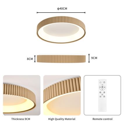 Brilagi - Plafonnier LED dimmable FALCON MODERN LED/30W/230V 3000-6500K Ø 40 cm beige + télécommande