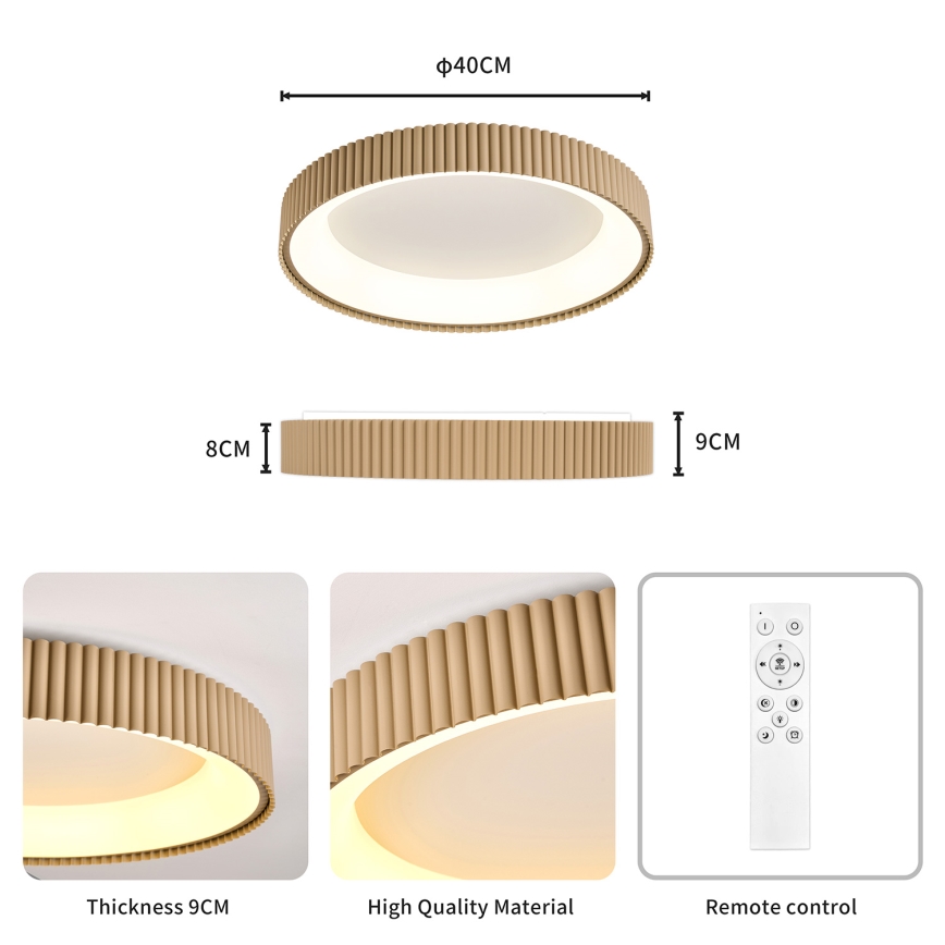 Brilagi - Plafonnier LED dimmable FALCON MODERN LED/30W/230V 3000-6500K Ø 40 cm beige + télécommande