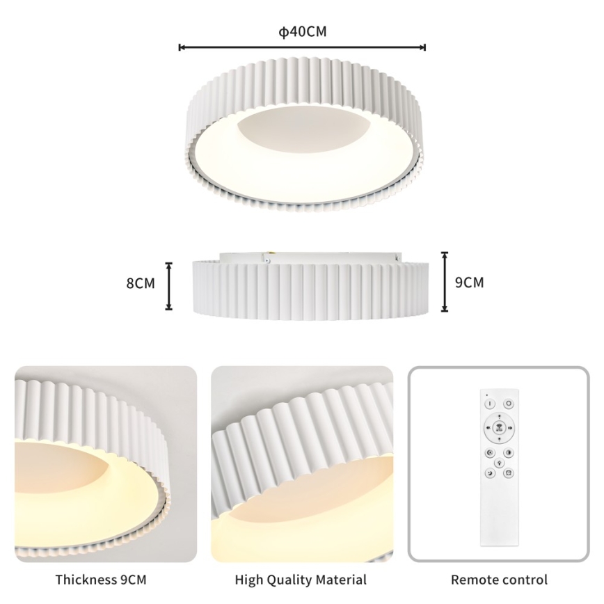 BRILAGI - Plafonnier LED dimmable FALCON MODERN LED/30W/230V 3000-6000K Ø 40 cm blanc + télécommande