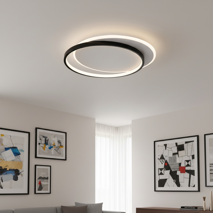 Brilagi - Plafonnier LED dimmable FLARE LED/48W/230V 3000-6000K 39,5x45 cm blanc/noir + télécommande