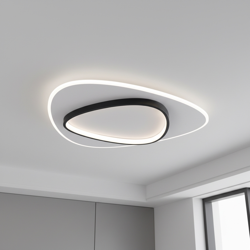 Brilagi - Plafonnier LED dimmable FLARE LED/70W/230V 3000-6000K 55x55 cm blanc/noir + télécommande