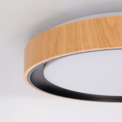 Brilagi - Plafonnier LED dimmable FLOCO LED/48W/230V 3000-6500K Ø 40 cm décor bois/noir + télécommande