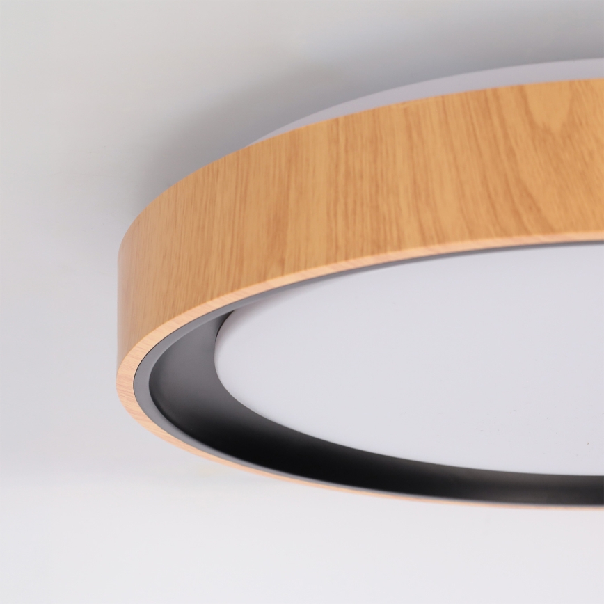 Brilagi - Plafonnier LED dimmable FLOCO LED/48W/230V 3000-6500K Ø 40 cm décor bois/noir + télécommande