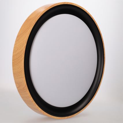 Brilagi - Plafonnier LED dimmable FLOCO LED/48W/230V 3000-6500K Ø 40 cm décor bois/noir + télécommande