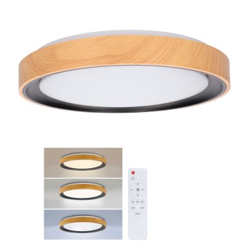 Brilagi - Plafonnier LED dimmable FLOCO LED/48W/230V 3000-6500K Ø 40 cm décor bois/noir + télécommande