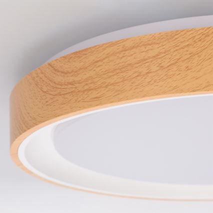 Brilagi - Plafonnier LED dimmable FLOCO LED/48W/230V Ø 40 cm décor bois/blanc + télécommande