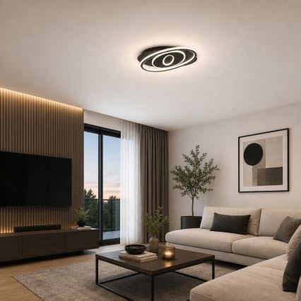 Brilagi - Plafonnier LED dimmable IRIS LED/78W/230V 3000-6000K 37x49 cm noir + télécommande incluse