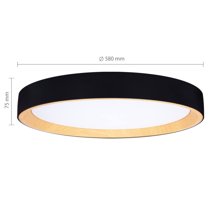 Brilagi - Plafonnier LED dimmable LARIOS LED/72W/230V 3000-6500K noir Ø 59 cm + télécommande