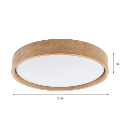 Brilagi - Plafonnier LED dimmable MANAROLA SMART LED/24W/230V 3000-6000K Wi-Fi Tuya Beacon Ø 41 cm chêne + télécommande