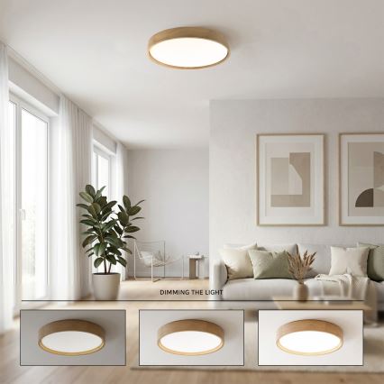 Brilagi - Plafonnier LED dimmable MANAROLA SMART LED/36W/230V 3000-6000K Wi-Fi Tuya Beacon Ø 51 cm chêne + télécommande