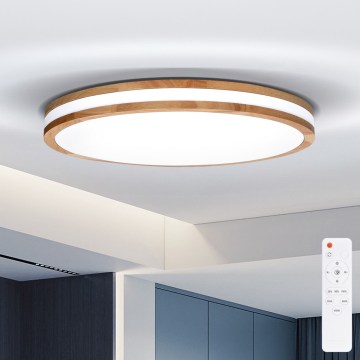 Brilagi - Plafonnier LED dimmable MOLINA LED/72W/230V 3000-6500K chêne diam. 78 cm + télécommande