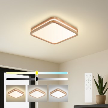 Brilagi - Plafonnier LED dimmable MOLINA SQUARE LED/48W/230V 3000-6000K chêne 40x40 cm + télécommande
