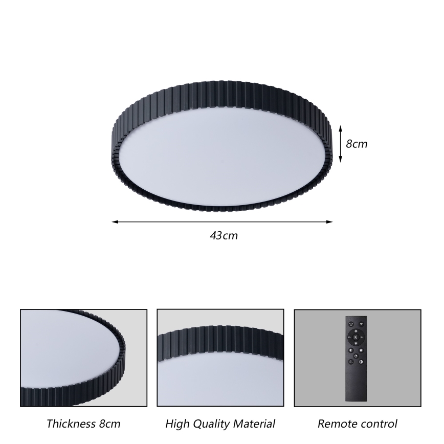 Brilagi - Plafonnier LED dimmable ORINO LED/54W/230V 3000-6000K noir Ø 43 cm + télécommande