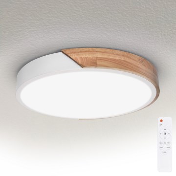 Brilagi - Plafonnier LED dimmable PILANA LED/48W/230V chêne/blanc Ø 40 cm + télécommande