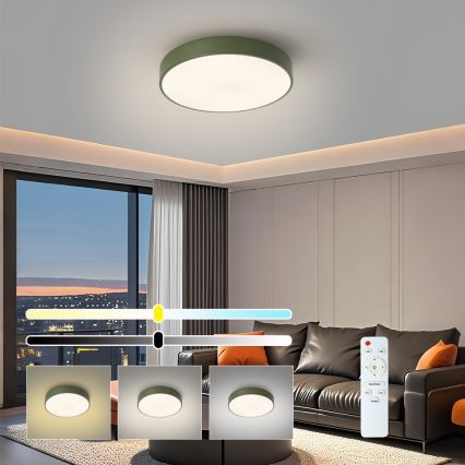 Brilagi - Plafonnier LED dimmable POOL LED/36W/230V 3000-6000K Ø 30 cm vert + télécommande