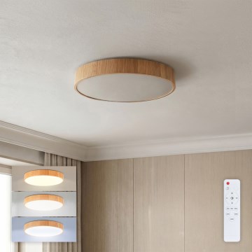 Brilagi - Plafonnier LED dimmable POOL LED/36W/230V 3000-6000K diam. 30 cm décor bois + télécommande