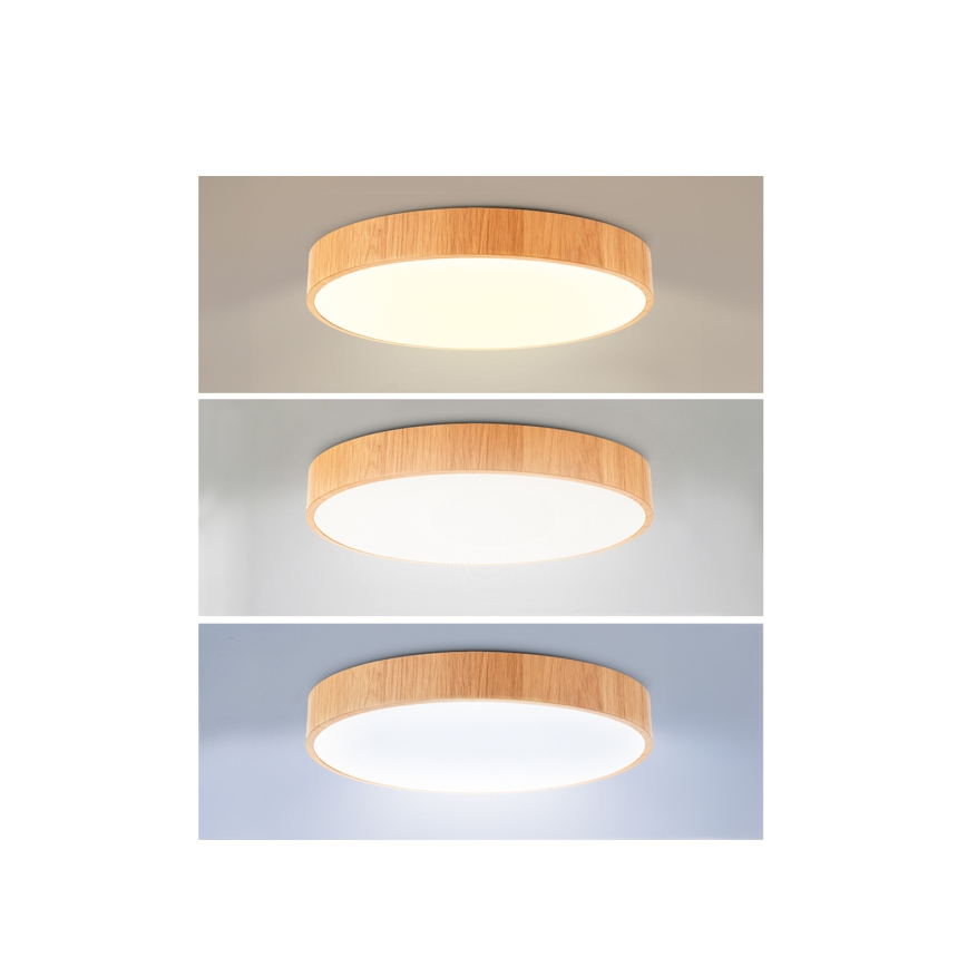 Brilagi - Plafonnier LED dimmable POOL LED/36W/230V 3000-6000K diam. 30 cm décor bois + télécommande