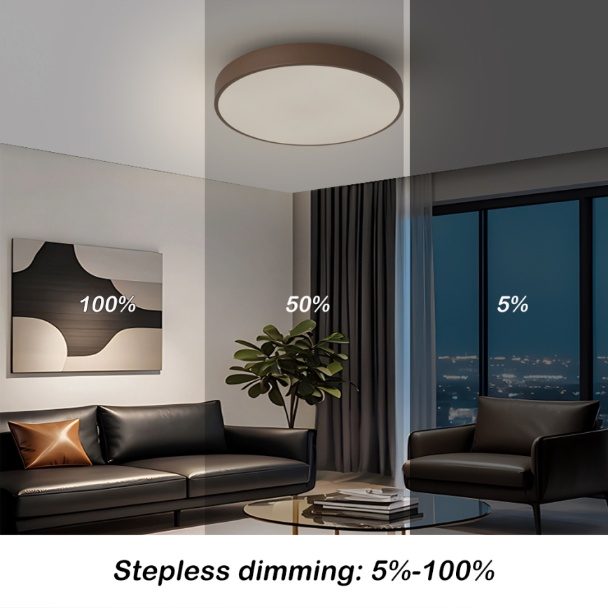 Brilagi - Plafonnier LED dimmable POOL LED/48W/230V 3000-6000K Ø 40 cm marron + télécommande