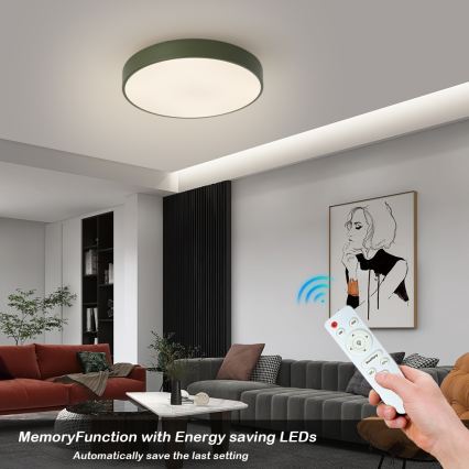 Brilagi - Plafonnier LED dimmable POOL LED/48W/230V 3000–6000K Ø 40 cm vert + télécommande