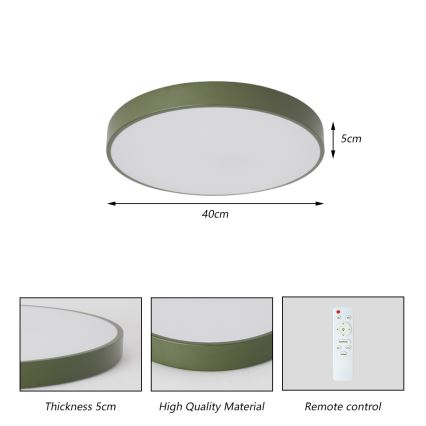 Brilagi - Plafonnier LED dimmable POOL LED/48W/230V 3000–6000K Ø 40 cm vert + télécommande
