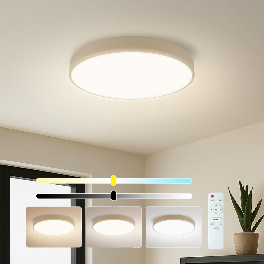 Brilagi - Plafonnier LED dimmable POOL LED/48W/230V 3000–6000K Ø 40 cm beige + télécommande