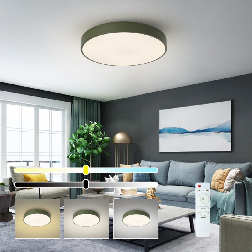 Brilagi - Plafonnier LED dimmable POOL LED/60W/230V 3000-6000K Ø 50 cm vert + télécommande