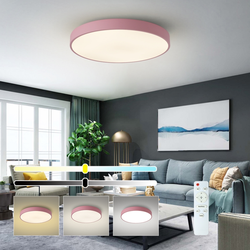 Brilagi - Plafonnier LED dimmable POOL LED/60W/230V 3000-6000K Ø 60 cm rose + télécommande