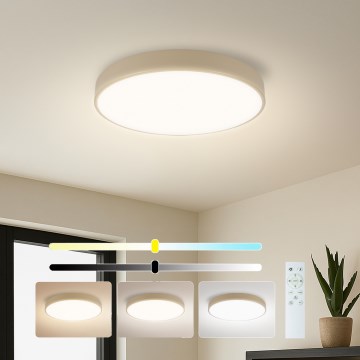 Brilagi - Plafonnier LED dimmable POOL SMART LED/48W/230V 3000-6000K Ø 40 cm Wi-Fi Tuya beige + télécommande