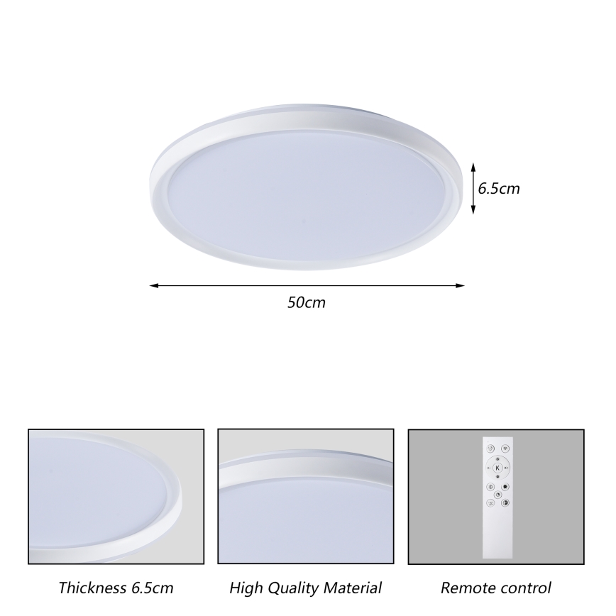 Brilagi - Plafonnier LED dimmable RIVO LED/72W/230V 3000-6000K blanc Ø 50 cm + télécommande