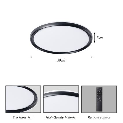 Brilagi - Plafonnier LED dimmable RIVO LED/72W/230V 3000–6000K noir Ø 50 cm + télécommande