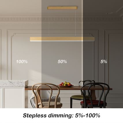 Brilagi - Lustre LED dimmable SLEEKLINE SMART LED/40W/230V Wi-Fi décor chêne + télécommande
