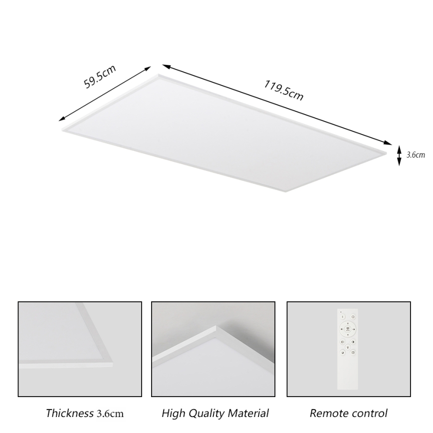 Brilagi - Plafonnier LED dimmable SLIMFRAME LED/80W/230V 120x60 cm 3000-6000K blanc + télécommande