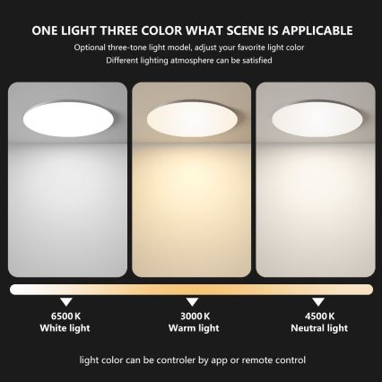 Brilagi - Plafonnier LED dimmable SMART 24 W 230 V Ø 38 cm 2700–6500 K Wi‑Fi Tuya + télécommande