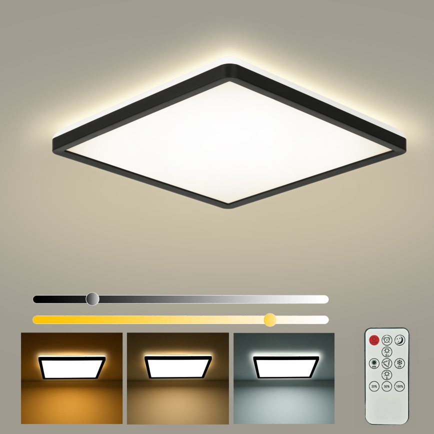 Brilagi - Plafonnier LED dimmable ULTRA SLIM LED/18W/230V 2700-6500K 30x30 cm noir + télécommande