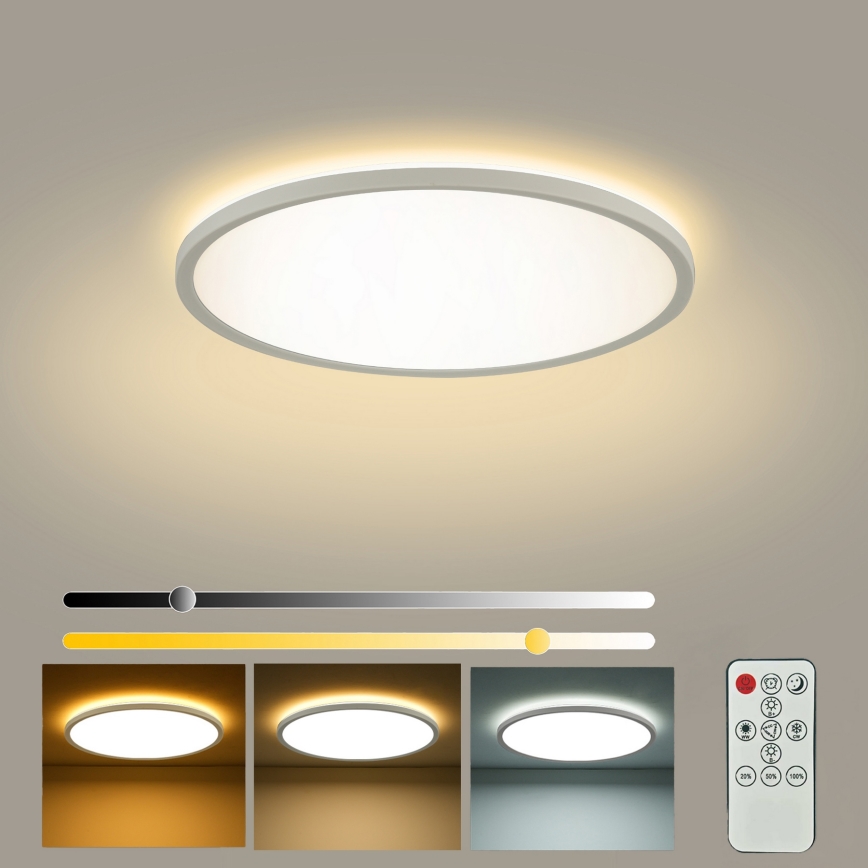 Brilagi - Plafonnier LED dimmable ULTRA SLIM LED/18W/230V 2700-6500K Ø 30 cm blanc + télécommande