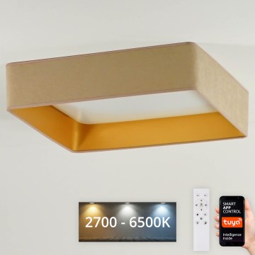 Brilagi - Plafonnier LED dimmable VELVET SQUARE SMART LED/36W/230V 60x60 cm 2700-6500K Wi‑Fi Tuya + télécommande beige