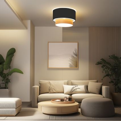 Brilagi - Plafonnier LED en applique CERIA 1x E27/40W/230V Ø 50 cm noir/beige