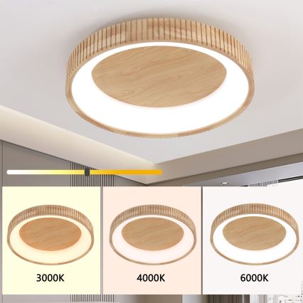 Brilagi - Plafonnier LED FALCON WOOD MODERN LED/40W/230V 3000/4000/6000K Ø 60 cm bois