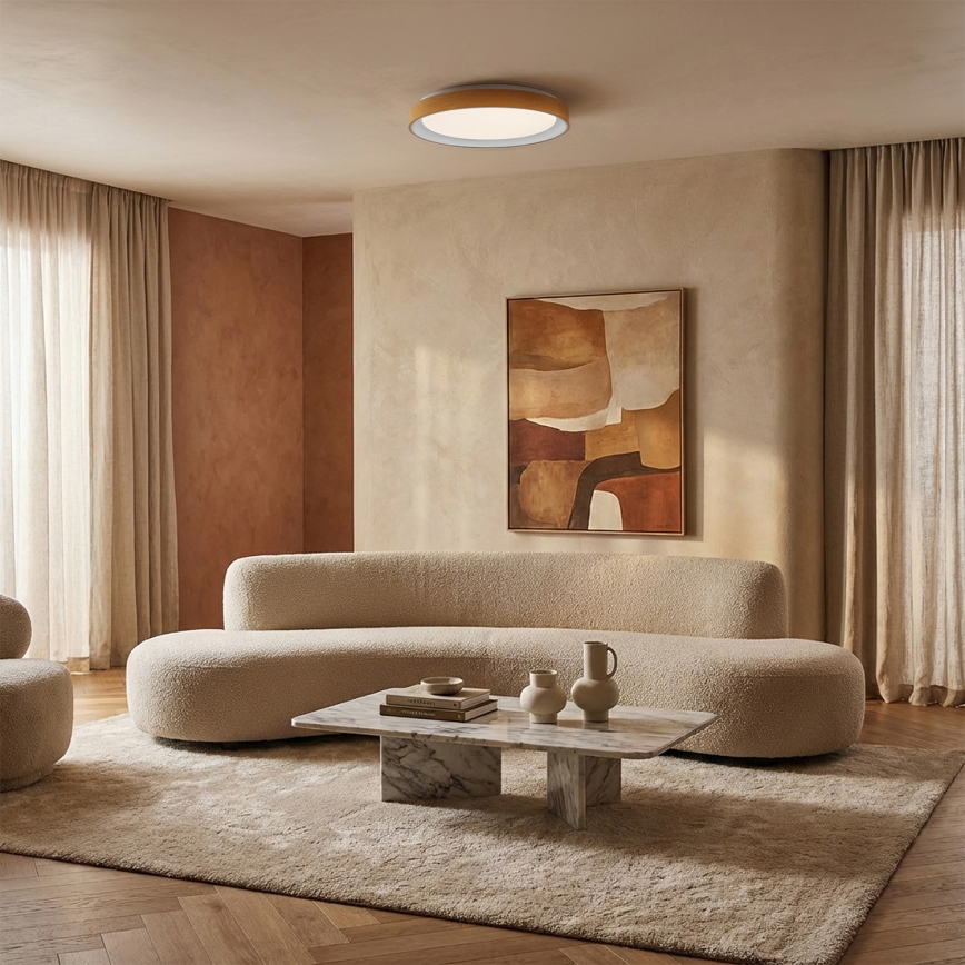 Brilagi - Plafonnier LED FLOCO LED/24W/230V Ø 30 cm décor bois/blanc
