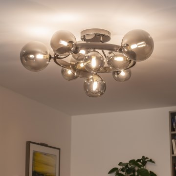 Brilagi - Plafonnier LED MILLA 10xG9/3W/230V noir chromé/verre fumé
