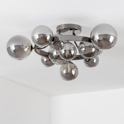Brilagi - Plafonnier LED MILLA 10xG9/3W/230V noir chromé/verre fumé