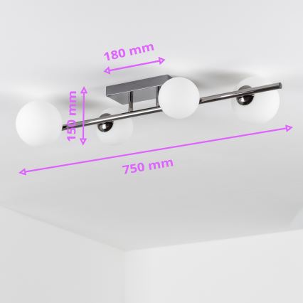 Brilagi - Plafonnier LED MILLA 4xG9/3W/230V, montage en saillie, noir chromé/blanc
